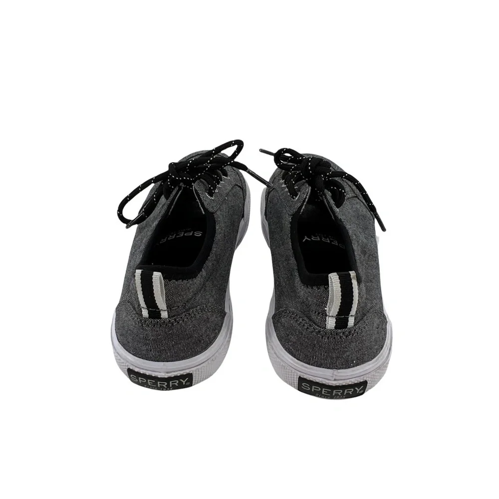 Sperry Top-Sider Black Deckfin Lace Up Boat Shoes Size 1.5 Boy's